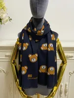 Bufandas de bufanda largas de mujeres 100% Material de lana letras impresas Tamaño del patrón de osos 180 cm - 65 cm