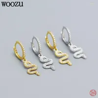 Dangle Earrings WOOZU 925 Sterling Silver Punk Geometric Snake Pave Zircon Pendant Drop For Women Party Charms Bohemian Unique Jewelry
