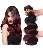 Brazilian Ombre 1B99J Body Wave Hair Bundles 100 Brazilian Human Hair Weave Ombre Dark Wine Red 3 Bundles Colored Hair Extension8134573