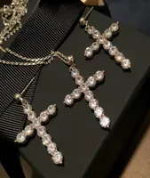 Vintage Cross Necklace Earrings Set Tassel Cross Earrings Diamond Designer Studs Pendants Women Luxury Jewelry Sets2792310
