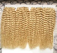 613 Bleach Blonde Tape In Human Hair Extensions 10quot26quot 400g 160pcs kinky curly European Skin Weft Human Hair Extension4967325