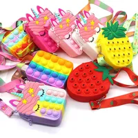 Fashion Fidget Toys Push Bubbles Toy Rainbow Unicorn Coin Purse Wallet Ladies Bag Silica Simple Dimple Crossbody Bags For Girls249Q
