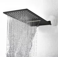 BAKALA Matte Black Stainless Steel Shower Head Rainfall Shower Head With Waterfall Shower Wall Mounted 2011058264078