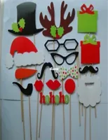 Fashion 17 pcslot DIY Po Booth Props Mustache Lip Hat Antler Gift Stick Christmas Party3655173