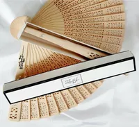 50PCS Wedding Folding Hand Fan With Box Personalized Wedding Favor And Gift For Guests Wooden Hollow Out Sandalwood Fan Print Name2696296