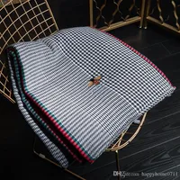 Black white plaid pattern Signature Throw Bee embroidery Blanket Home Travel Women Scarf Shawl Warm Everyday Blankets Large 150 202562