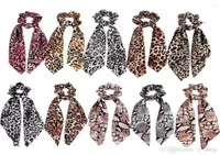 Women Girl Elastic Hairbands Scrunchie Streamer Scrunchies Leopard print Chiffon Turban Ponytail Holder Hair Ties Bow Streamers Ri1955550