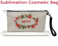 Sublimation Linen Makeup Bag Favor DIY Blank Coin Purse Pencil Bags Heat Transfer Coating Storage Pouch Christmas Gift WHT02288692068