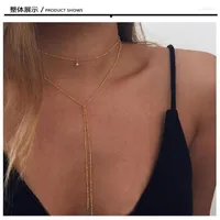 Chains Classic Bohemian Style Jewelry Simple Personality Y Lasso Necklace Long Pendant Metal Beaded Chain For Women