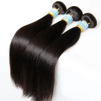 Brazilian Straight Human Hair 3Pcslot virgin remy Unprocessed Hair Extensions Bundles Natural Black Color Dyeable Hair Weave1600765