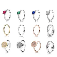 NEW High Quality 100% 925 Sterling Silver pandora Ring Four-Color Zirconium Droplets Can Be Stacked Original Logo For Birthday Gif2910