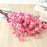 Decorative Flowers 60cm Artificial Flower Silk Peach Cherry Blossom Branch Vase For Home Decoration Wedding Arch Party Backdrop Wall Fake