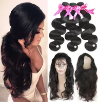 Pre Plucked Body Wave Hair Weaves With Closure Brazilian 360 Lace Band Frontal With Bundle 360 lace Virgin Human Hair With Bady Ha9216918