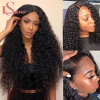Brazilian Kinky Curly Human Wigs Pre Plucked Hairline 4 Lace Closure Front Remy