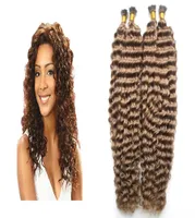 Virgin I Tip Hair Extension capsules 8 Light Brown I Tip Hair Extensions Deep curly Human hair extension keratin 200g9314412