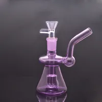 Small Mini Beaker Bong Bubbler Water Bongs Thick Glass Bongs Water Pipes Oil Rigs Hookah with 14mm Male Tobacco Bowl Smoking Pieces