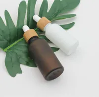 15ml 30ml 50ml Frosted Amber White Glass Dropper Bottle with Bamboo Cap 1oz Glass Bamboo Essential Oil Bottle1014658