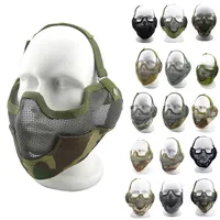 Tactical Airsoft Mask with Ear Protention Outdoor Airsoft Shooting Face Protection Gear V2 Metal Steel Wire Mesh Half FaceNO03-0042573