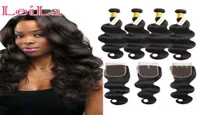 Peruvian 4 Bundles With Lace Closure Body Wave 5 Pieces Remy Human Hair Natural Color Unprocessed Human Hair 9876155