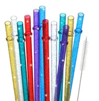 Drinking Straws 11 Inch Reusable Plastic Without Bpa Colorf Glitter For 403024 Oz Jar And Tumblers With Cleaning Brush Cleaner G5449191