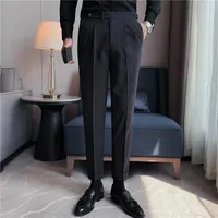 Men's Suits 2023 Brand Mens Four Seasons Casual Suit Pants Men Solid Colors Business Mid Straight Ankle-Length Trousers G142