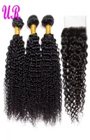 raw indian hair Kinky Curly human hair bundles with closure raw virgin indian hair weave Kinky Curly 3 Bundles With Lace Closures 2502136