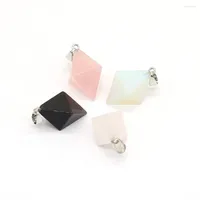 Charms Natural Stone Pendants Rhombus Faceted Crystal Exquisite For Jewelry Making Diy Necklace Earrings Accessory Women Gifts