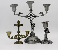 Candle Holders Europe Bronze  Tin Color Metal Stand Tray Candlestick Holder For Church  Home Decoration ZT189ZT189