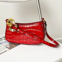 Evening Bags Vintage Alligator Pattern Shoulder For Women PU Leather Underarm Bag Purse Armpit Handbags