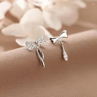 Dangle Earrings 925 Silver Needle Retro Asymmetric Bowknot Drop For Women Girls Sweet Dainty Earring Charms Jewelry Wholesale
