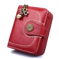 Wallets Women's Waxed Leather Coin Wallet Tassels Card Holder Key Pocket Small Hand Bags