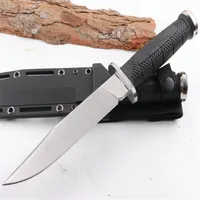 High Quality 9LSFD Fixed Blades Survival Straight Knife D2 Satin Black Blade Glass Fiber Handle Hunting Knives With Kydex196G