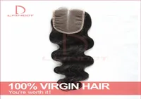 Grade 6A Lace Closure Brazilian Body Wave Middle3 Wavy Part 4x4quot Virgin Brazilian Hair Top Closures Natural Color Human5211833