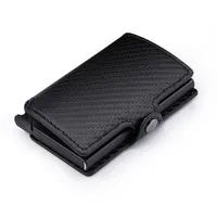 Luxury Carbon Fiber Mini Pop Up Rfid Wallet for Men Slim Leather Business ID Credit Card Pocket Holder Wallet215n