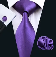 Fast Mens Tie Set Solid Purple Hanky Set Jacquard Woven Mens Silk Necktie Set Leisure Business Work Formal Wedding N02816852513