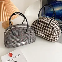 Evening Bags Women Woolen Cloth Handbag Mini Canvas Bag Cotton Handbags Checked Pattern Tote Soft Fabric Mobile Phone For Ladies