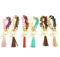 Pop Keychains Acrylic Link Chain Key Rings Fashion Women Jewelry Accessories Wristlet Bracelets Leather Tassel Phone Charms Bag Pendant Car Keyrings Holder
