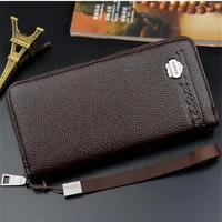 Factory outlet men handbag embossed leather long wallet cards large capacity fashion folding mens purses padded leathers coin purs260I