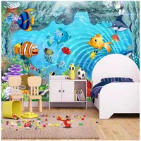 Custom po wallpaper for walls 3 d murals wallpaper 3d cartoon children's room underwater world beautiful children's r2848