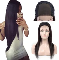 4x4 Closure Wigs for Black Women 180 250 Density Human Hair Straight Lace Wigs Natural Black Color Cheap Peruvian Wig Remy Hair4602745