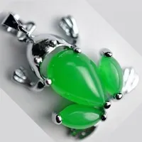 Beautiful green NATURAL jade frog Tibet silver pendant NECKLACE FASHION GIFT280y