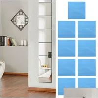 Upgrade: 0.2mm thickness-1/4/8/9/10Pcs 15x15cm Mirror Tiles Wall Sticker  Square Self Adhesive Stick On DIY Home Decoration