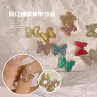 Nail Art Decorations 10pcs 3D AB Colorful Butterfly Charm Rhinestone Sequin Crystal Jewelry DIY Zircon Manicure Design Accessories