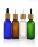 essential oil glass dropper bottle with bamboo lid bamboo serum bottle frosted green blue amber clear 10ml 15ml 20 30ml 50ml 21 G23587212