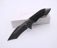 Smke Knives Fischer Battle Flipper Pocket Folding Knife Damascus Blade Carbon Fiber Handle Tactical Survival Knives Outdoor Tools1952210