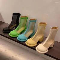Sandals Summer Women Boots Platform Shoes Leather Mesh Breathable High Top Transparent Socks 2023 For