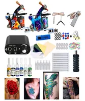 Tattoo Kit Body Art 2 Coils Guns Machine Set 6 Colors Pigment Tattoos Ink Needles Supplies Power Supply Permanent Makeup Kits6216595