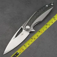 TwoSun Camping 14C28N Carbon Fiber Titanium Flipper Pocket Folding Knife TS228304H