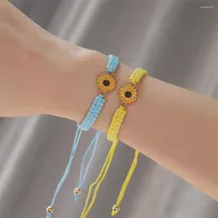 Charm Bracelets Fashion Sweet Daisy Sunflower For Women Men Hand-woven Rope Flower Couple Bangles Friendship Jewelry