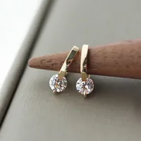 Silver Colour Classic Simple Shiny Zircon Earrings Gold Plating Crystal Stud Earrings Women Fine Jewelry Gift